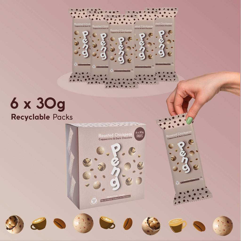 Multipack 6 x 30g PENG Cappuccino & Dark Chocolate Roasted Chickpeas