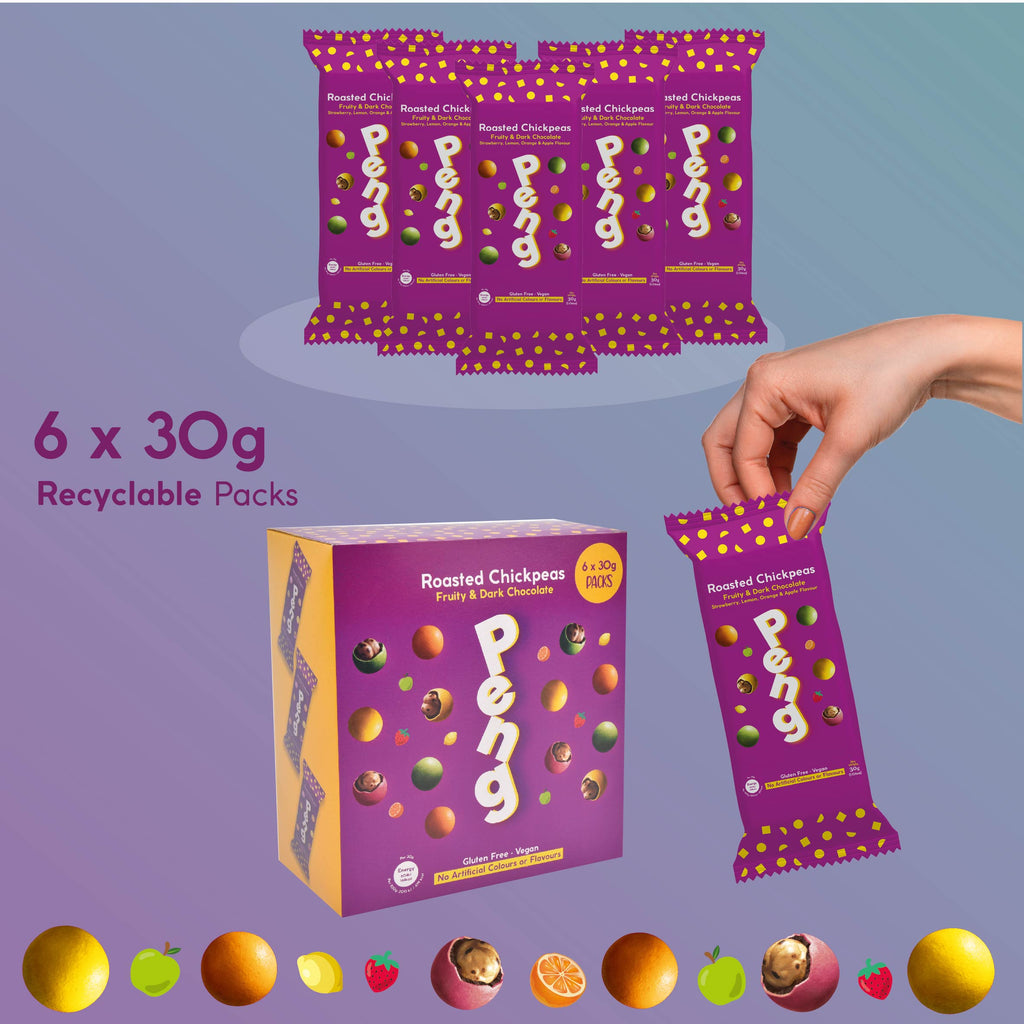 Multipack 6 x 30g PENG Fruity Candy & Dark Chocolate Roasted Chickpeas