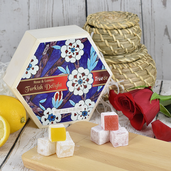 Rose and Lemon Wooden Box Turkish Delight Lifestyle